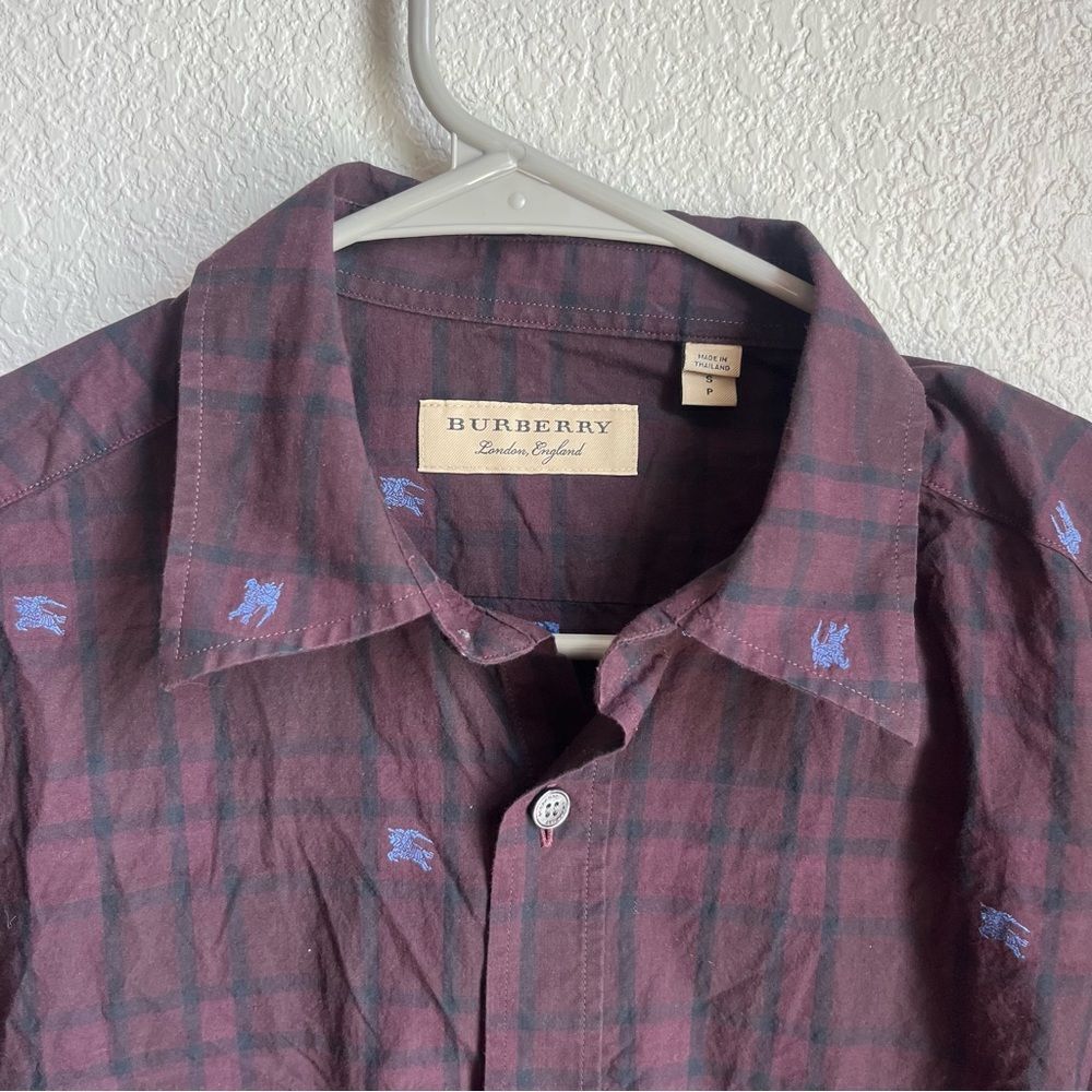 Burberry Purple Plaid Logo Embroidered Long Sleeve - Picture 2 of 6